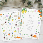 Boho Floral Französischer Wein und Käse Einladung