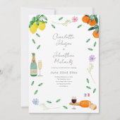 Boho Floral Französischer Wein und Käse Einladung (Vorderseite)