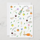 Boho Floral Französischer Wein und Käse Einladung (Rückseite)