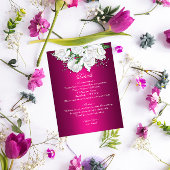 Boho Floral Fuchsia Pink Hochzeitsdetails Begleitkarte