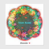 Boho Floral Fun Individuelle Name Inspirivity Tren Aufkleber (Blatt)