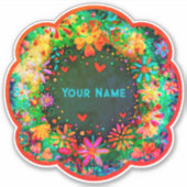 Boho Floral Fun Individuelle Name Inspirivity Tren Aufkleber (Vorderseite)