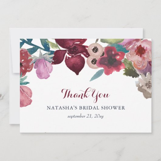 Boho Floral Garden Brautparty Dankeskarte (Vorderseite)