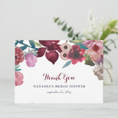 Boho Floral Garden Brautparty Dankeskarte (Stehend Vorderseite)