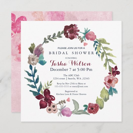 Boho Floral Garden Bridal Dusche Einladungen (Vorne/Hinten)