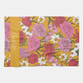 Boho Floral Garden Gelber Personalisierter Name Geschirrtuch (Horizontal)