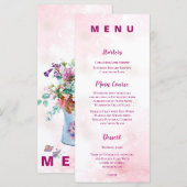Boho Floral Garden Hochzeit Empfang Dinner Menu Menükarte (Vorne/Hinten)