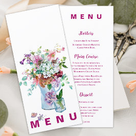 Boho Floral Garden Hochzeit Empfang Dinner Menu Menükarte