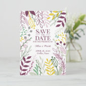 Boho Floral Garden Sommer Fall Cassis Mellow Save The Date (Stehend Vorderseite)