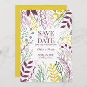 Boho Floral Garden Sommer Fall Cassis Mellow Save The Date (Vorne/Hinten)