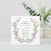 Boho Floral Garden Wedding Einladung (Stehend Vorderseite)