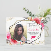 Boho Floral Geometric Gold Abschluss Einladung (Stehend Vorderseite)