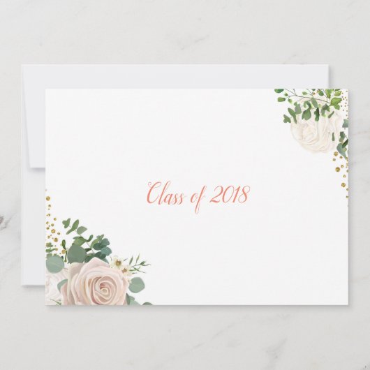 Boho Floral Geometric Gold Abschluss Einladung (Rückseite)