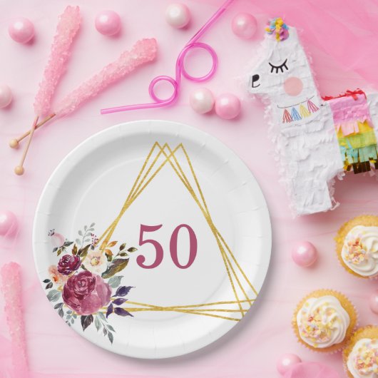 Boho Floral Geometric Pappteller (Party)