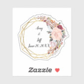 Boho Floral Geometric Wedding Date Aufkleber (Blatt)