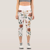 Boho Floral Geometry – Earthy Wildflower Capri Leggings (Vorderseite)