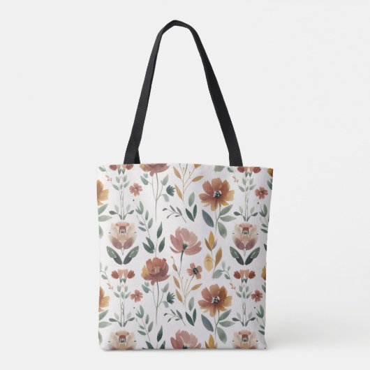 Boho Floral Geometry – Earthy Wildflower Pattern Tasche (Rückseite)
