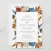 Boho Floral, Gerahmte Hochzeit Einladung (Vorderseite)