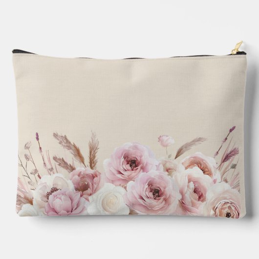 Boho, floral, Geschenk, Name Zubehörtasche (Rückseite)