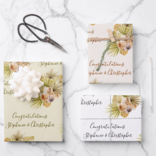 Boho Floral Getrocknete Palme Namen Hochzeit Geschenkpapier Set