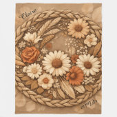 Boho-Floral gewebter Kreis individuell anpassierba Fleecedecke (Vorderseite)