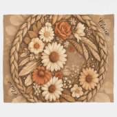 Boho-Floral gewebter Kreis individuell anpassierba Fleecedecke (Vorderseite (Horizontal))