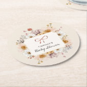 Boho Floral Girl Baby Shower Runder Pappuntersetzer (Angewinkelt)