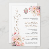 Boho Floral Girl Taufe Einladung (Vorne/Hinten)