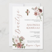 Boho Floral Girl Taufe Einladung (Vorderseite)