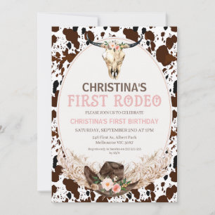 Boho Floral Girls First Rodeo 1. Geburtstag Einladung