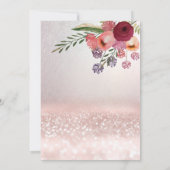 Boho floral Girly cupcake Rose Goldglitterie Einladung (Rückseite)