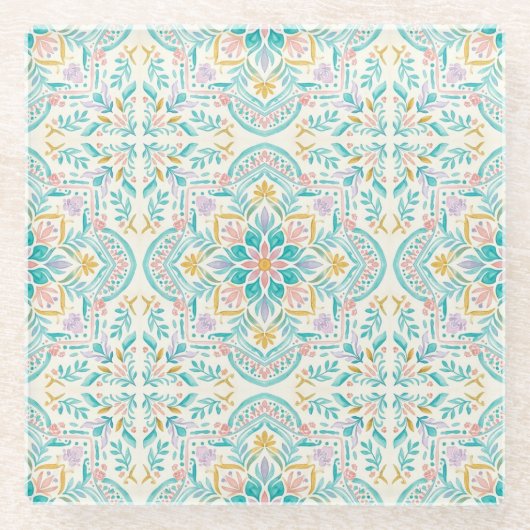 Boho Floral  Glasuntersetzer (Vorderseite)