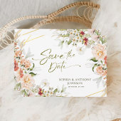 Boho Floral Gold Geometric Foliage Wedding Qr Code Save The Date