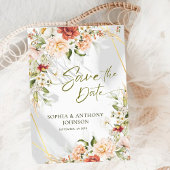 Boho Floral Gold Geometric Foliage Wedding Save The Date