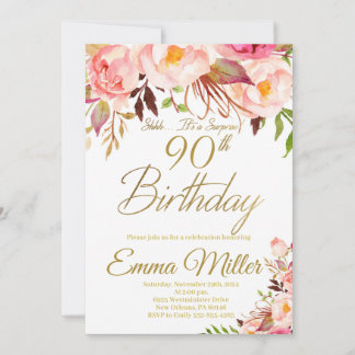 Boho Floral, Gold Überraschung 80. Geburtstag Einladung