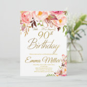 Boho Floral, Gold Überraschung 80. Geburtstag Einladung (Stehend Vorderseite)