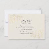 Boho Floral Gold Wedding RSVP Card Karte (Vorderseite)