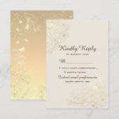Boho Floral Gold Wedding RSVP Karte (Vorne/Hinten)