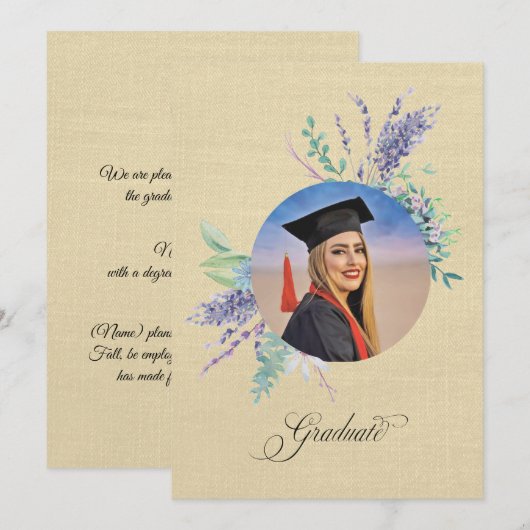 Boho Floral Graduation Announcement Karte (Vorne/Hinten)