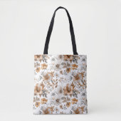 Boho Floral Gray Brown neutrale Farbe Wasserfarbe Tasche (Vorderseite)