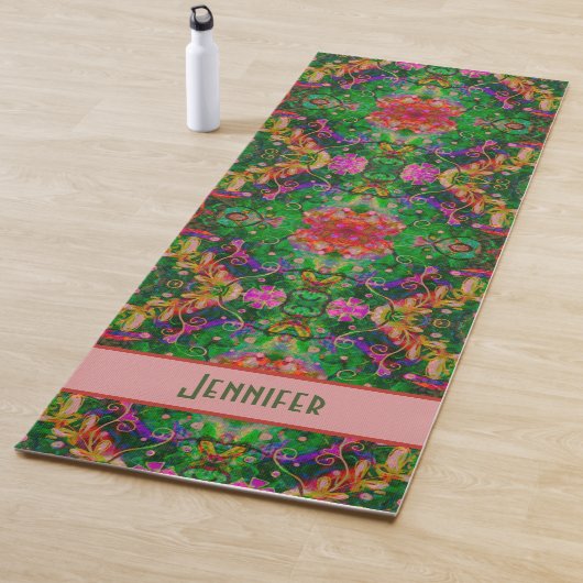 Boho Floral Green Abstrakte Hübsche Inspiritivität Yogamatte (Beispiel)
