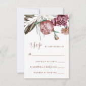Boho Floral Green Moderne Skripthochzeit RSVP Karte (Vorderseite)