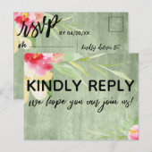 Boho Floral Green Rustic Wood Song Anfrage UAWG Postkarte (Vorne/Hinten)