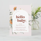 Boho Floral Greenery Botanical | Babydusche Einladung (Stehend Vorderseite)