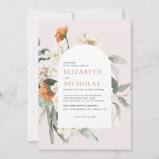 Boho Floral Greenery Botanische Hochzeit Einladung (Vorderseite)