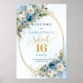 Boho Floral Grün Gold Sweet 16 Poster (Vorne)