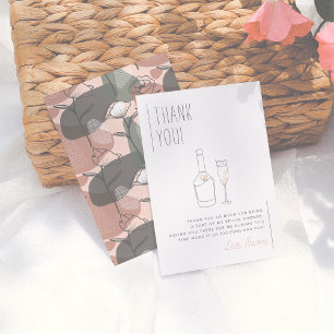 Boho Floral Grün & Rosa Brautparty Dankeschön Dankeskarte