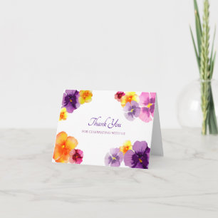 Boho-Floral handillustrierte Stiefmütterchen-Hochz Dankeskarte