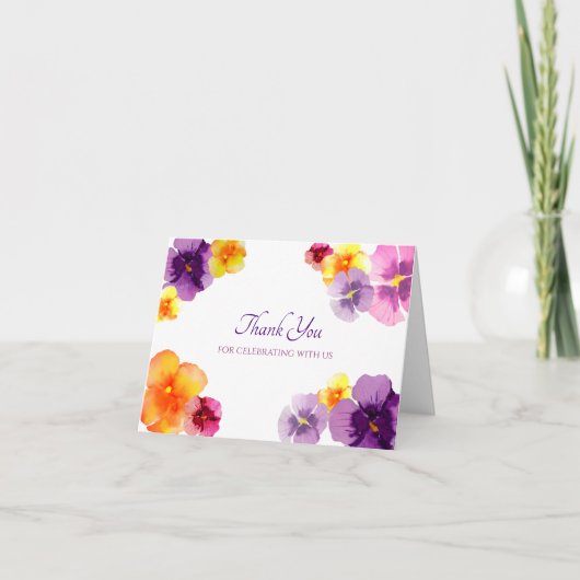 Boho-Floral handillustrierte Stiefmütterchen-Hochz Dankeskarte (Vorderseite)