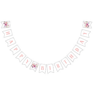 Boho Floral Happy Birthday Wimpelkette